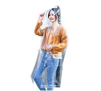 smily Women's Super Transparent Raincoat Eva Waterproof Rain Poncho Reusable Hooded Drawstring - - M