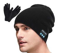 Sminiker Bluetooth Beanie Hat V5.0 Bluetooth Hat Bluetooth Knit Cap Hands-Free Headphones Beanie Cap Washable Unisex Headphone Hat Gift for Girls,Boys,Women,Men Black