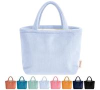 Sminra Corduroy Small Tote Bible Bag for Women, Mini Daily Handbag Cute Aesthetic for Book, Essential, Water Bottle Organizer, Baby Blue