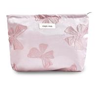 Sminra Makeup Bag Cosmetic Bag Preppy Canvas Toiletry Bag for Women Cute Zipper Pouch Organizer Travel Accessories, Medium Pink Bow, L, Cute, Aesthetic