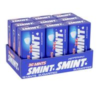 Smint Sugar Free Mints 36 XXL Peppermint Flavour 12 Tins Fresh Breath Strong Mint Tablets with Xylitol Compact Dispenser Sugar Free Mint Candy for Oral Care Long Lasting Freshness On the Go
