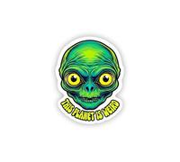 Smirk & Scribble Funny Die Cut Matte Vinyl Novelty Sticker for Adults Journals Diaries Scrapbooks Letters Cards (Min 3 Inch), One Single Sticker - Alien Weird Planet