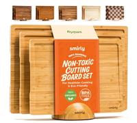 SMIRLY Bamboo Cutting Board Set: Wooden Chopping Boards for Kitchen, Large