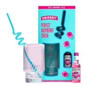 Smirnoff Vodka Gift Set - Flavoured Alcohol Miniature Set, 1 x 50ml Smirnoff Raspberry Crush, Branded Glass & Straw Mini Gift Sets, Raspberry Vodka Gifts for Men and Women, Birthday, Christmas