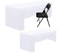 Smiry 2 Pack Spandex Open Back Tablecloth,Elastic Fitted Stretch Tablecloth for 6FT Rectangle Tables,Waterproof Washable Table Cover Skirt for Wedding, Banquet & Parties (White, 72Lx30Wx30H Inch)