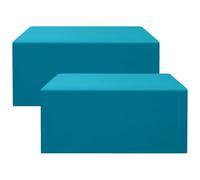 Smiry 2 Packs Fitted Teal Tablecloths, 6 Foot Rectangle Polyester Fabric Table Cloths, Washable Table Cover for Trade Show, Craft Show, Parties, Birthday, Wedding, 72 x 30 Inch