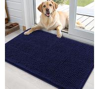 smiry Absorbent Chenille Door Mat for Muddy Shoes & Paws, 51x76, Navy Blue