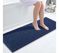 smiry Chenille Bath Mat, 40 x 120 cm, Non-Slip Super Absorbent Bathroom Mat Extra Soft Fluffy Bath Mats for Bathroom Thick Machine Washable Floor Mats Rugs Runner, Navy Blue