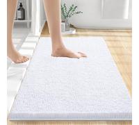 smiry Chenille Bath Mat, 50 x 75 cm, Non-Slip Super Absorbent Bathroom Mat Extra Soft Fluffy Bath Mats for Bathroom Thick Machine Washable Bathroom Floor Mats Rugs, White