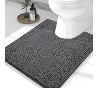 smiry Chenille Toilet Mat 50 x 60 cm Pedestal Mat for Bathroom Dark Grey | Non-Slip Thick Shaggy Floor Mat with Super Water Absorption, Soft under Bare Feet. Machine Washable, Quickly Dries Wet Floors
