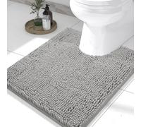 smiry Chenille Toilet Mat 50 x 60 cm Pedestal Mat for Bathroom Grey | Non-Slip Thick Shaggy Floor Mat with Super Water Absorption, Soft under Bare Feet. Machine Washable, Quickly Dries Wet Floors