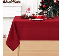 smiry Christmas Table Cloth Rectangle 140x140 cm Wipe Clean Linen Xmas Tablecloth Water Resistant Table Cover for Kitchen, Festival Party Decorations - Red