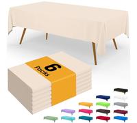 Smiry Disposable Table Cloth - 6 Pack, 54 x 108 Inch Table Cloths for Parties, Decorative Tablecloths for Rectangle Tables, Waterproof Plastic Table Cover, Leakproof & Sturdy, Ivory