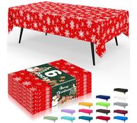 Smiry Disposable Table Cloth - 6 Pack, 54 x 108 Inch Waterproof Rectangle Tablecloths for Parties, Decorative Plastic Table Cover, Leakproof & Sturdy, Red & White