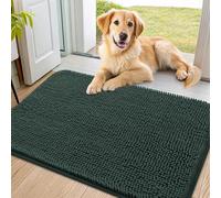 Smiry Dog Bed Mat 36x24, Ultra Soft Non-Slip Washable Quick Dry Chenille Dog Sleeping Mattress for Large Jumbo Medium Small Dogs, Green
