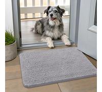 Smiry Dog Door Mat for Muddy Paws 24x16, Absorbs Moisture and Dirt Doormat, Non-Slip Washable Quick Dry Chenille Front Door Mat Indoor Entrance, Entryway Carpet for Inside Floor, Light Grey