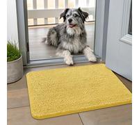 Smiry Dog Door Mat for Muddy Paws 24x16, Absorbs Moisture and Dirt Doormat, Non-Slip Washable Quick Dry Chenille Front Door Mat Indoor Entrance, Entryway Carpet for Inside Floor, Yellow