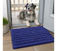 Smiry Dog Door Mat for Muddy Paws 24x16, Extra Soft Absorbent Chenille Doormat, Trap Moisture and Dirt, Non-Slip Machine Washable Front Door Mat for Indoor Entrance Inside Floor, Navy Blue