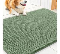 Smiry Dog Door Mat for Muddy Paws 30x20, Absorbs Moisture and Dirt Doormat, Non-Slip Washable Quick Dry Chenille Front Door Mat Indoor Entrance, Entryway Carpet for Inside Floor, Olive Green