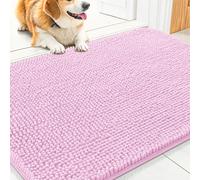 Smiry Dog Door Mat for Muddy Paws 30x20, Absorbs Moisture and Dirt Doormat, Non-Slip Washable Quick Dry Chenille Front Door Mat Indoor Entrance, Entryway Carpet for Inside Floor, Pink