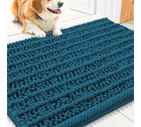 Smiry Dog Door Mat for Muddy Paws 30x20, Extra Soft Absorbent Chenille Doormat, Trap Moisture and Dirt, Non-Slip Machine Washable Front Door Mat for Indoor Entrance Inside Floor, Atlantic Blue