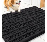 Smiry Dog Door Mat for Muddy Paws 30x20, Extra Soft Absorbent Chenille Doormat, Trap Moisture and Dirt, Non-Slip Machine Washable Front Door Mat for Indoor Entrance Inside Floor, Black