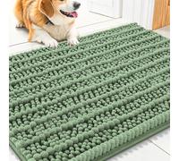 Smiry Dog Door Mat for Muddy Paws 30x20, Extra Soft Absorbent Chenille Doormat, Trap Moisture and Dirt, Non-Slip Machine Washable Front Door Mat for Indoor Entrance Inside Floor, Olive Green