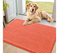 Smiry Dog Door Mat for Muddy Paws 36x24, Absorbs Moisture and Dirt Doormat, Non-Slip Washable Quick Dry Chenille Front Door Mat Indoor Entrance, Entryway Carpet for Inside Floor, Coral