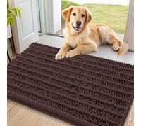 Smiry Dog Door Mat for Muddy Paws 36x24, Extra Soft Absorbent Chenille Doormat, Trap Moisture and Dirt, Non-Slip Machine Washable Front Door Mat for Indoor Entrance Inside Floor, Brown