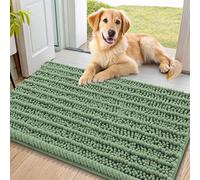 Smiry Dog Door Mat for Muddy Paws 36x24, Extra Soft Absorbent Chenille Doormat, Trap Moisture and Dirt, Non-Slip Machine Washable Front Door Mat for Indoor Entrance Inside Floor, Olive Green