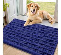 Smiry Dog Door Mat for Muddy Paws 36x24, Extra Soft Absorbent Chenille Doormat, Trap Moisture and Dirt, Non-Slip Machine Washable Front Door Mat for Indoor Entrance Inside Floor, Navy Blue