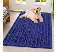 Smiry Dog Door Mat for Muddy Paws 40x32, Extra Soft Absorbent Chenille Doormat, Trap Moisture and Dirt, Non-Slip Machine Washable Front Door Mat for Indoor Entrance Inside Floor, Navy Blue