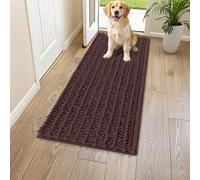 Smiry Dog Door Mat for Muddy Paws 47x20, Extra Soft Absorbent Chenille Doormat, Trap Moisture and Dirt, Non-Slip Machine Washable Front Door Mat for Indoor Entrance Inside Floor, Brown