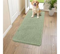 Smiry Dog Door Mat for Muddy Paws 47x24, Absorbs Moisture and Dirt Doormat, Non-Slip Washable Quick Dry Chenille Front Door Mat Indoor Entrance, Entryway Carpet for Inside Floor, Sage Green