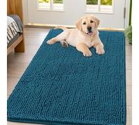 Smiry Dog Door Mat for Muddy Paws 47x32, Absorbs Moisture and Dirt Doormat, Non-Slip Washable Quick Dry Chenille Front Door Mat Indoor Entrance, Entryway Carpet for Inside Floor, Atlantic Blue