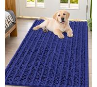 Smiry Dog Door Mat for Muddy Paws 47x32, Extra Soft Absorbent Chenille Doormat, Trap Moisture and Dirt, Non-Slip Machine Washable Front Door Mat for Indoor Entrance Inside Floor, Navy Blue