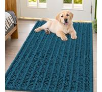 Smiry Dog Door Mat for Muddy Paws 47x32, Extra Soft Absorbent Chenille Doormat, Trap Moisture and Dirt, Non-Slip Machine Washable Front Door Mat for Indoor Entrance Inside Floor, Atlantic Blue