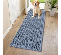 Smiry Dog Door Mat for Muddy Paws 59x24, Extra Soft Absorbent Chenille Doormat, Trap Moisture and Dirt, Non-Slip Machine Washable Front Door Mat for Indoor Entrance Inside Floor, Airy Blue