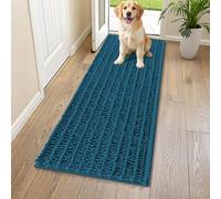 Smiry Dog Door Mat for Muddy Paws 59x24, Extra Soft Absorbent Chenille Doormat, Trap Moisture and Dirt, Non-Slip Machine Washable Front Door Mat for Indoor Entrance Inside Floor, Atlantic Blue