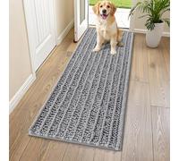 Smiry Dog Door Mat for Muddy Paws 59x24, Extra Soft Absorbent Chenille Doormat, Trap Moisture and Dirt, Non-Slip Machine Washable Front Door Mat for Indoor Entrance Inside Floor, Grey