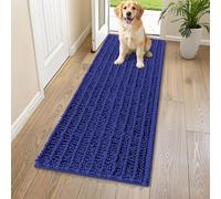 Smiry Dog Door Mat for Muddy Paws 59x24, Extra Soft Absorbent Chenille Doormat, Trap Moisture and Dirt, Non-Slip Machine Washable Front Door Mat for Indoor Entrance Inside Floor, Navy Blue