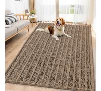 Smiry Dog Door Mat for Muddy Paws 71x46, Extra Soft Absorbent Chenille Doormat, Trap Moisture and Dirt, Non-Slip Machine Washable Front Door Mat for Indoor Entrance Inside Floor, Camel