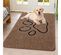 Smiry Dog Door Mat for Muddy Paws, Absorbent Dirt Trapper Non Slip Quick Dry Washable Chenille Mat for Mud Dogs, Entry Rug for Indoor and Outdoor (40x32 Inches, Coffee)