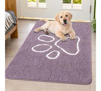 Smiry Dog Door Mat for Muddy Paws, Absorbent Dirt Trapper Non Slip Quick Dry Washable Chenille Mat for Mud Dogs, Entry Rug for Indoor and Outdoor (40x32 Inches, Deep Plum)