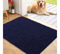 smiry Door Mat, Super Absorbent Chenille Dog Door Mat, Washable Non Slip Door Matts Indoor, Soft Microfiber Pet Rug and Bath Mat for Entrance Kitchen Muddy Shoes & Paws - Navy Blue, 60 x 90 cm