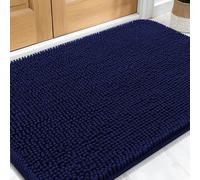 smiry Door Mat, Super Absorbent Chenille Dog Door Mat, Washable Non Slip Door Matts Indoor, Soft Microfiber Pet Rug and Bath Mat for Entrance Kitchen Muddy Shoes & Paws - Navy Blue, 43 x 76 cm