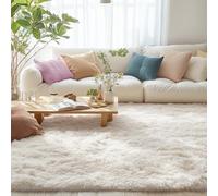 smiry Fluffy High Pile Rugs Living Room, Anti Slip Shaggy Soft Carpet, Machine Washable Modern Large Thick Area Rugs for Bedside, Kids Bedroom - Creme, 80 x 150 cm