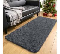 smiry Fluffy High Pile Rugs Living Room, Anti Slip Shaggy Soft Carpet, Machine Washable Modern Large Thick Area Rugs for Bedside, Kids Bedroom - Dark Grey, 60 x 100 cm