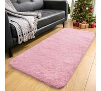 smiry Fluffy High Pile Rugs Living Room, Anti Slip Shaggy Soft Carpet, Machine Washable Modern Large Thick Area Rugs for Bedside, Kids Bedroom - Pink, 60 x 100 cm