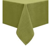 smiry Linen Table Cloth Rectangle 140x180 cm Wipe Clean Tablecloth Water Resistant Table Cover for Kitchen, Party Decorations - Green